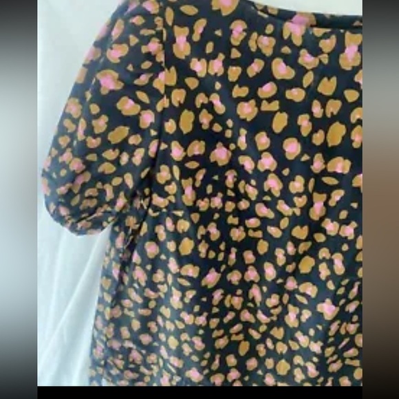 J. CREW Navy leopard print puff sleeve top blouse size Xs - Picture 5 of 8